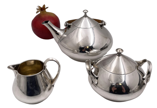 German Judgendstil Silver 3-Piece Tea Set