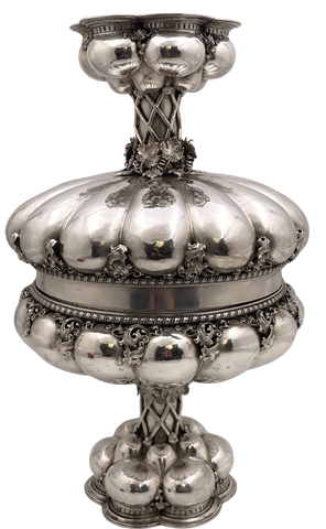 German Continental Silver Pair of 19th Century Compotes / Footed Centerpiece Bowls