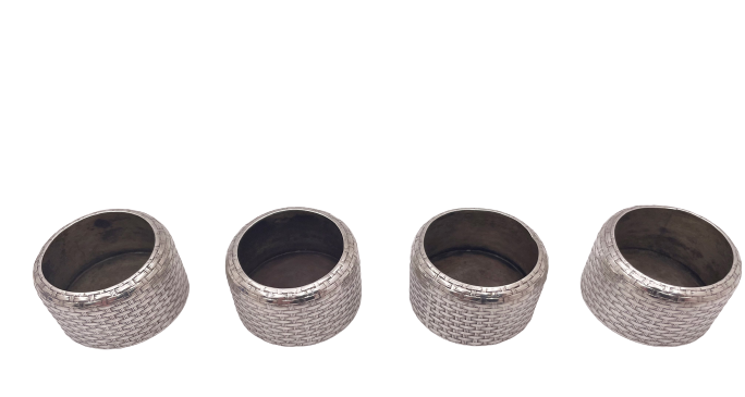 Whiting Sterling Silver Set of 4 Open Salts in Weave Pattern