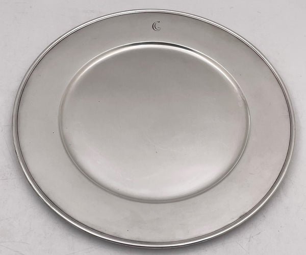Tiffany & Co. Set of 3 Sterling Silver Chargers/ Dinner Plates from 1912 in Art Deco Style