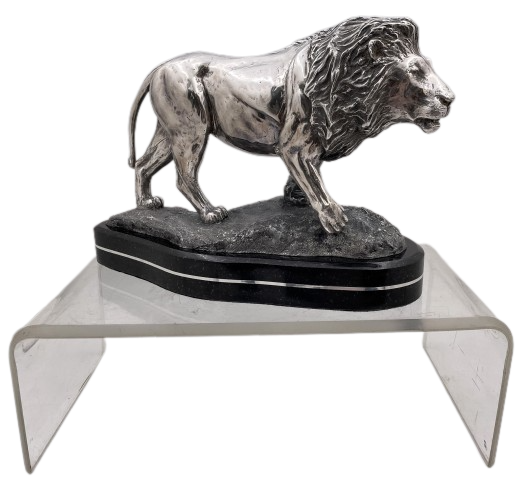 Simba Solid .999 Silver Large Realistic Sculpture of Lion by R. Taylor