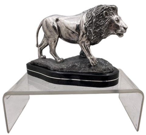 Simba Solid .999 Silver Large Realistic Sculpture of Lion by R. Taylor