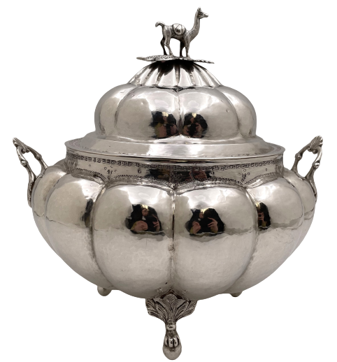 South American Silver Tureen/ Covered Bowl with Camel Finial