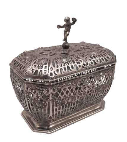 German Continental Silver Casket with Putti