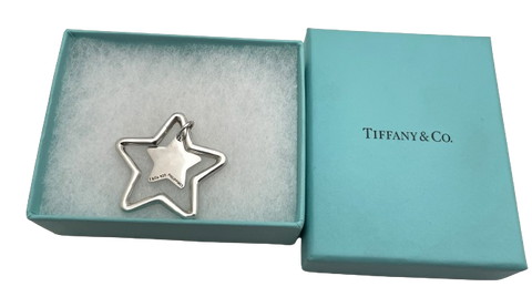 Tiffany & Co. Sterling Silver Star-Shaped Key Ring or Chain with Original Box