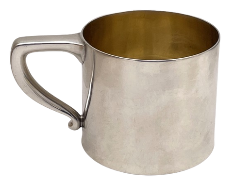 Gorham Sterling Silver Early 20th Century Child's Christening Mug in Art Deco Style
