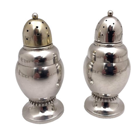 Randahl Pair of Sterling Silver Salt & Pepper Shakers in Arts & Crafts Style