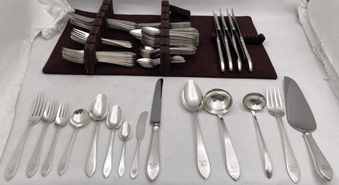 Tiffany & Co. Sterling Silver 82-Piece Flatware Set for 8 in Faneuil/ Queen Anne Pattern and in Art Deco Style