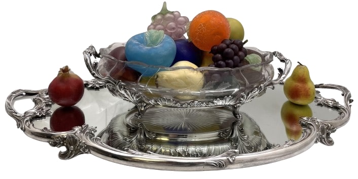 Cardeilhac French Sterling Silver Mirrored Plateau & Centerpiece Bowl in Rococo Style from Early 20th Century