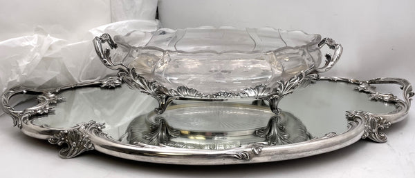 Cardeilhac French Sterling Silver Mirrored Plateau & Centerpiece Bowl in Rococo Style from Early 20th Century