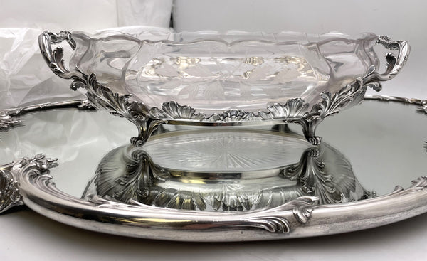 Cardeilhac French Sterling Silver Mirrored Plateau & Centerpiece Bowl in Rococo Style from Early 20th Century