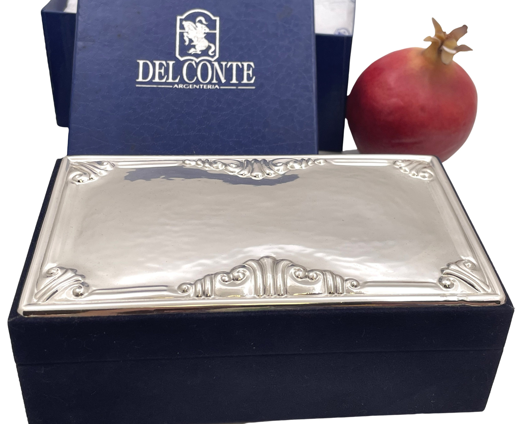 Del Conte Italian Sterling Silver Jewelry Box in Mid-Century Modern Style