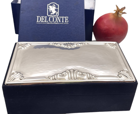 Del Conte Italian Sterling Silver Jewelry Box in Mid-Century Modern Style