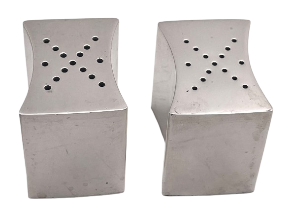 Pair of Allan Adler Sterling Silver Salt & Pepper Shakers in Mid-Century Modern Style