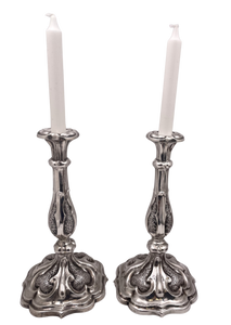 Pair of Austrian Silver Shabbat Candlesticks from 1858