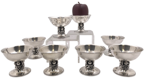 La Paglia International Sterling Silver Set of 8 Dessert Bowls in Mid-Century Modern Jensen Style