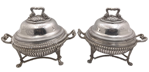 Pair of Paul Storr 1809 Georgian Sterling Silver Tureens / Covered Vegetables