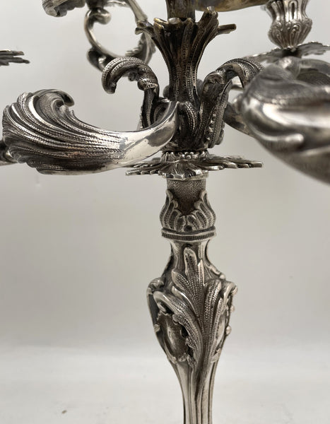 Pair of Fasoli Italian Continental Silver 7-Light Candelabra from Late 19th or Early 20th Century