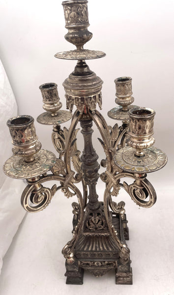 Ansonia Pair of Silver 5-Light Candelabra from Aesthetic Movement 19th Century