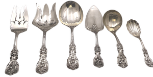 Reed & Barton Set of 6 Sterling Silver Servers in Francis I Pattern and Art Nouveau Style