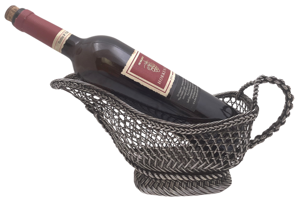 Continental Silver Wine Caddy from 19th Century with Fishnet Design