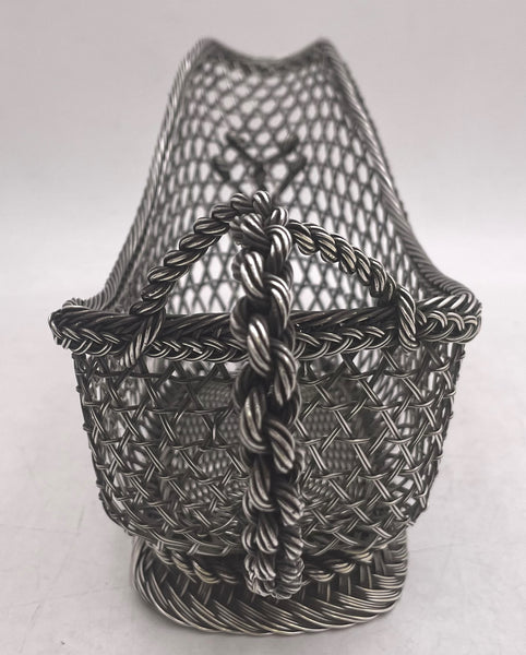 Continental Silver Wine Caddy from 19th Century with Fishnet Design