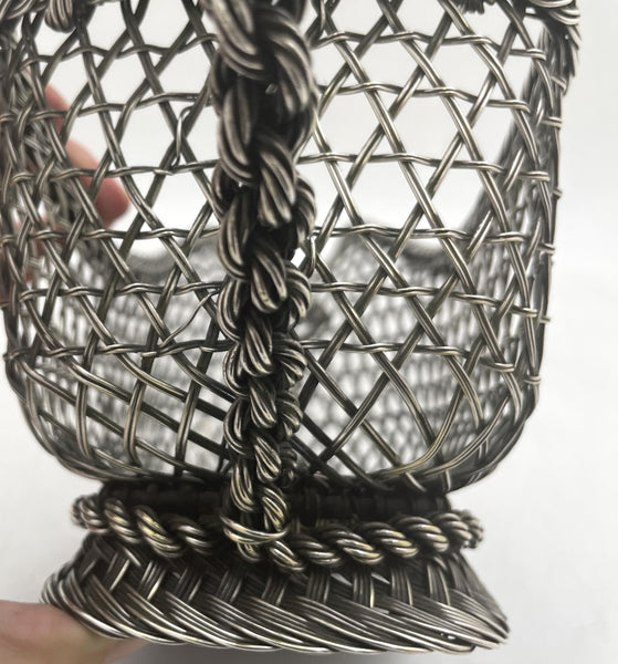 Continental Silver Wine Caddy from 19th Century with Fishnet Design