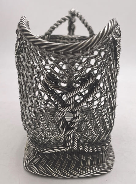 Continental Silver Wine Caddy from 19th Century with Fishnet Design