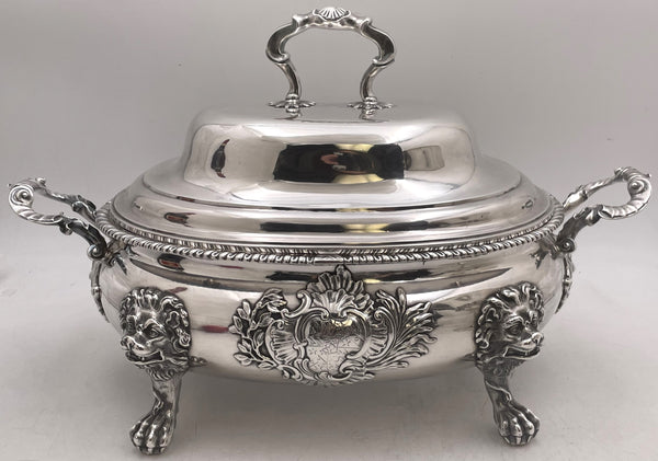 John Jacobs Sterling Silver 1749 Covered Tureen Centerpiece Bowl from Georgian Era