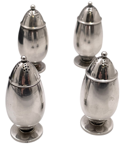 Georg Jensen Sterling Silver Set of 2 Pairs of Salt & Pepper Shakers in Cactus Pattern