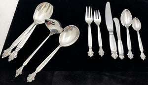 Georg Jensen Sterling Silver 76-Piece Flatware Set in Acanthus Pattern for 12