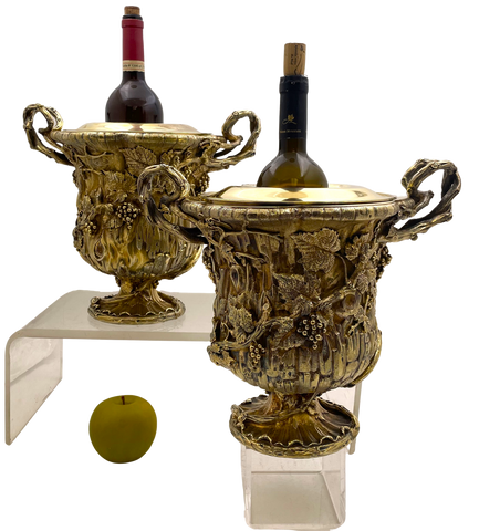 Pair of Aucoc French Gilt Sterling Silver 1850 Large Wine Coolers / Centerpieces