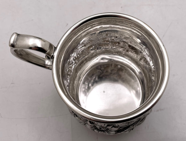 S. Kirk & Son Sterling Silver Child Christening Mug in Repousse Style from Late 19th Century