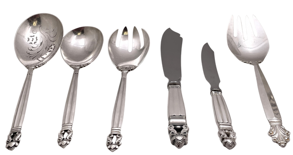 Georg Jensen Assorted Sterling Silver Servers in Acorn Pattern