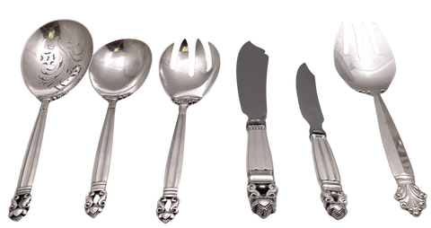 Georg Jensen Assorted Sterling Silver Servers in Acorn Pattern