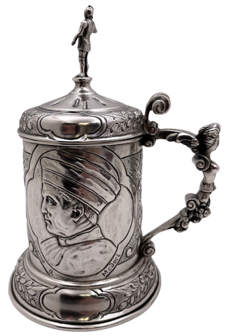 German Silver Tankard with Cosimo de Medici from 19th Century