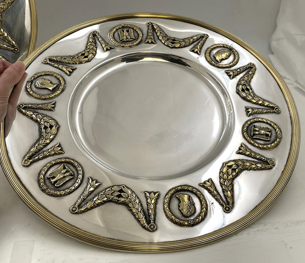 Set of 4 Napoleonic Silver Chargers in Heavy Gage Museum-Quality from Late 19th Century