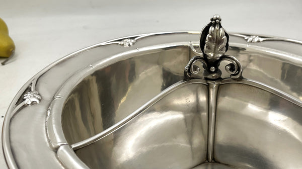 Rare Georg Jensen Sterling Silver Hammered Bowl #271C with 3 Sections