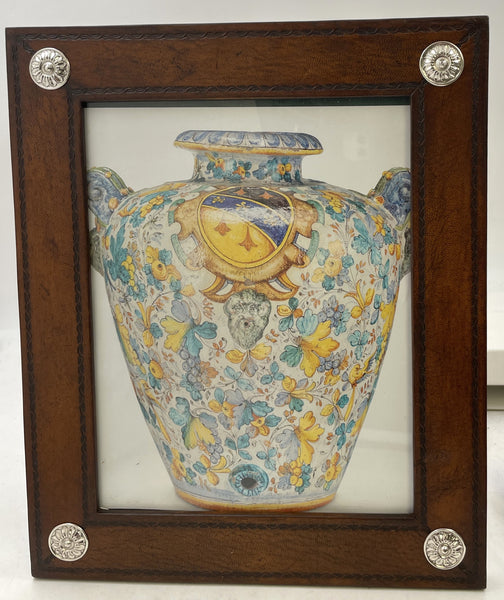 Pair of William Scott Leather & Sterling Silver Picture Frames with Floral Motifs