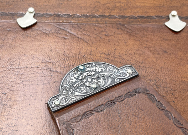 Pair of William Scott Leather & Sterling Silver Picture Frames with Floral Motifs