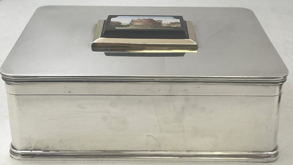 Micromosaic & Sterling Silver Italian Humidor Cigar Box & Matchbox Holder