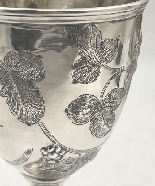 Eben Cutler Coin Silver Goblet/ Kiddush Cup from 19th Century