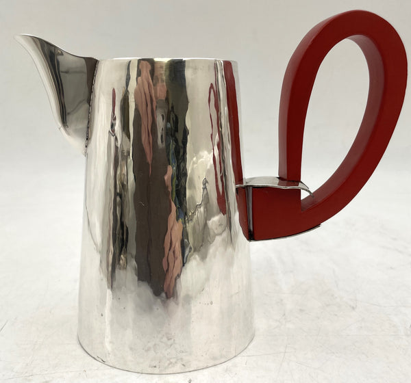 German Hammered Silver 4-Piece Tea & Coffee Set in Bauhaus Style from Early 20th Century