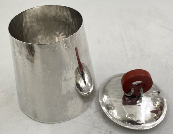 German Hammered Silver 4-Piece Tea & Coffee Set in Bauhaus Style from Early 20th Century