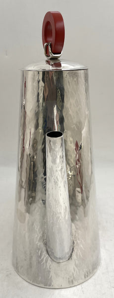 German Hammered Silver 4-Piece Tea & Coffee Set in Bauhaus Style from Early 20th Century