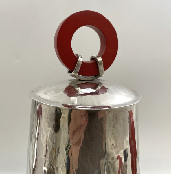 German Hammered Silver 4-Piece Tea & Coffee Set in Bauhaus Style from Early 20th Century