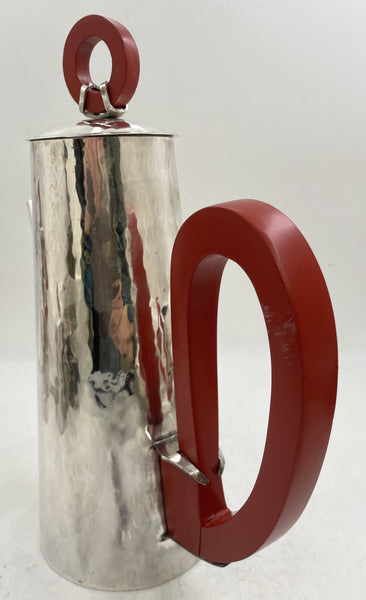 German Hammered Silver 4-Piece Tea & Coffee Set in Bauhaus Style from Early 20th Century