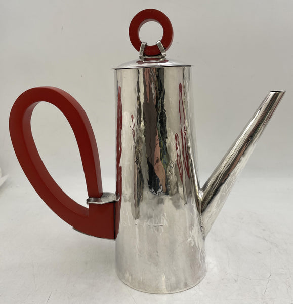German Hammered Silver 4-Piece Tea & Coffee Set in Bauhaus Style from Early 20th Century