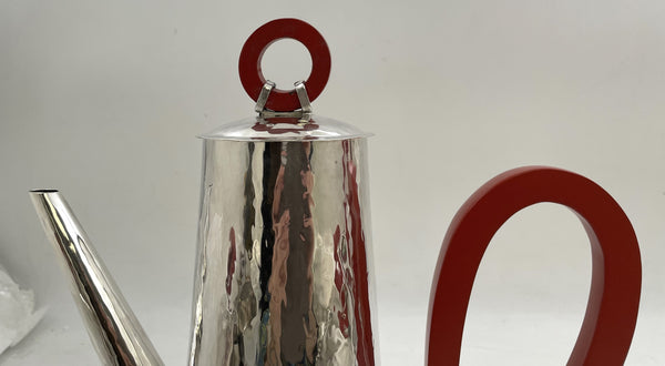 German Hammered Silver 4-Piece Tea & Coffee Set in Bauhaus Style from Early 20th Century