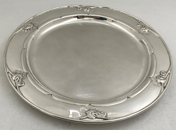 Georg Jensen Sterling Silver Cocktail / Bar Tray in Blossom Pattern # 232B from 1920s